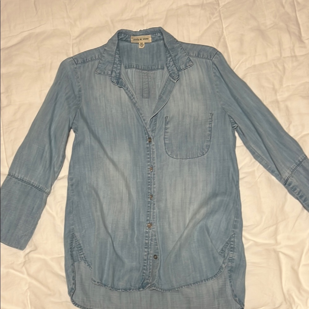 Light Blue Denim Button-Up Shirt